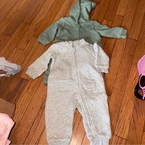 Cozy Quilted Kids One Piece Set - Green and Gray
